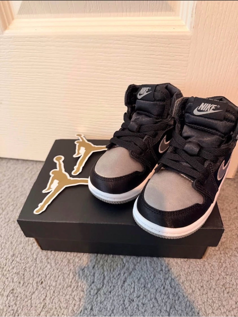 Jordan Kids' Black and Gray High-Top Sneakers